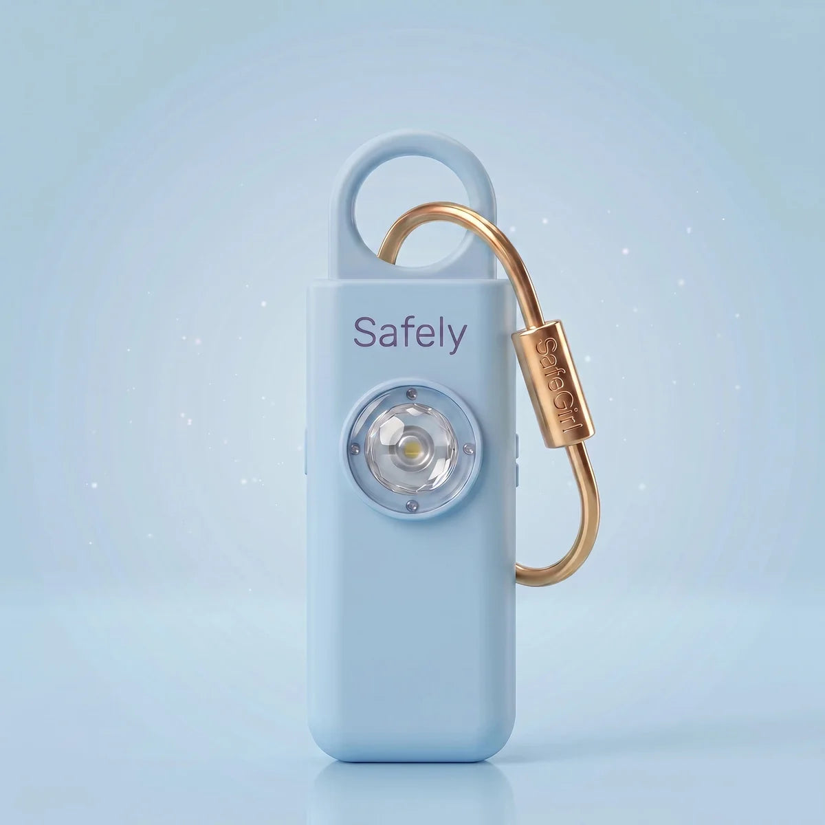 Safely 2.0 בצבע תכלת עם קליפס זהב, צילום סטודיו