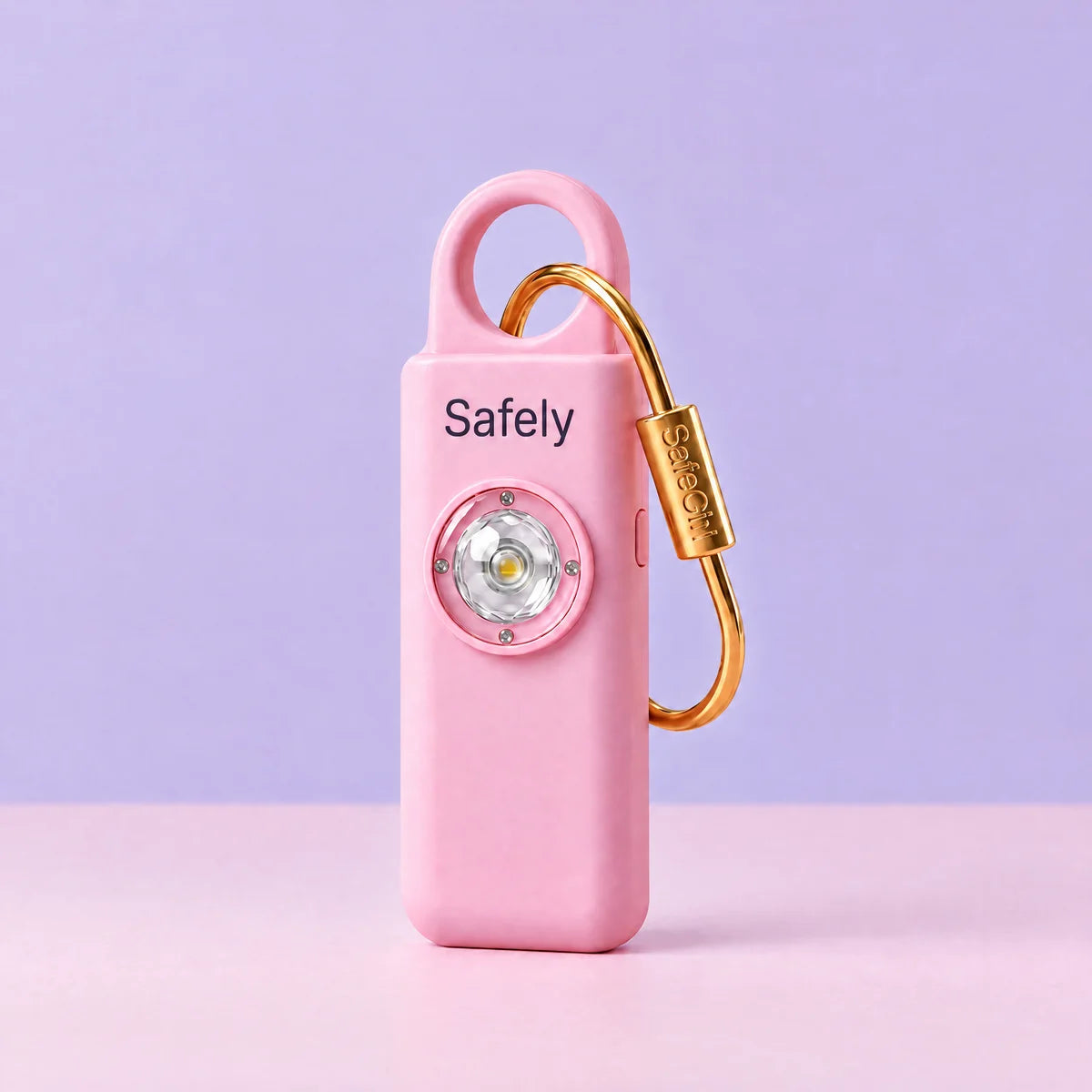 Safely 2.0 ורודה עם כפתור הפנס בצד וקליפס זהב